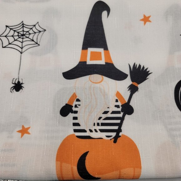 🎃 Halloween Gnome Shower Curtain Witch Pumpkin Star Moon Bat Web Fall Autumn - Picture 2 of 6
